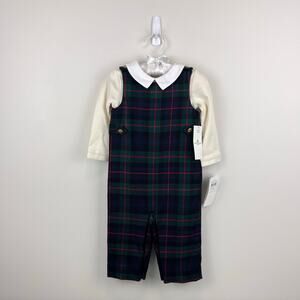 Ralph Lauren Cotton Bodysuit & Plaid Overall Set 6-9 Months NWT